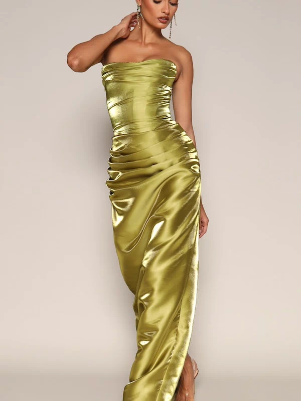 Talia Strapless Corset Gown- Green