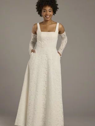 Tank Square Neck Lace A-Line Wedding Dress