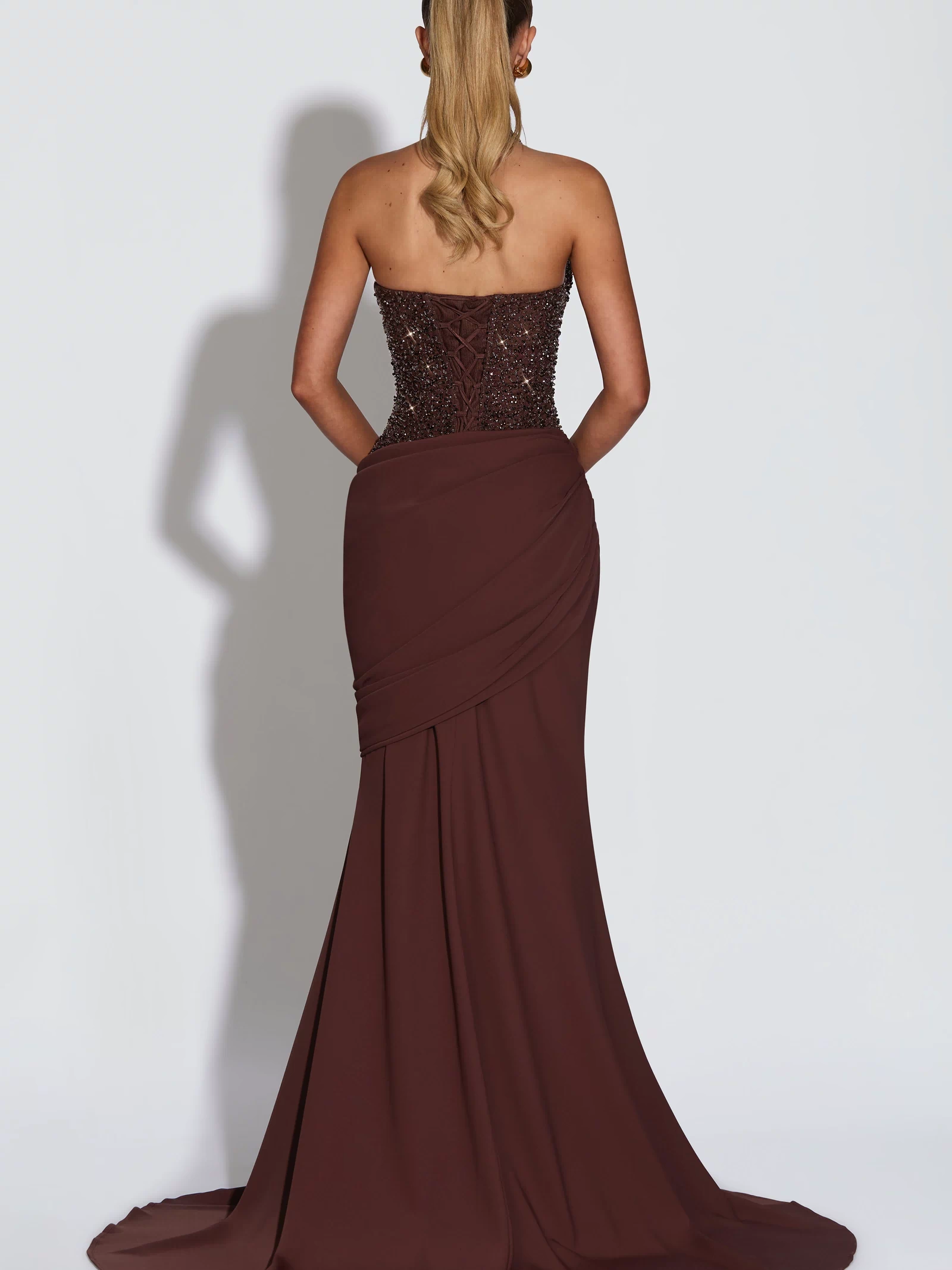 Taylor Gown - Plum Brown Dress Babyboo Fashion Premium Exclusive Design