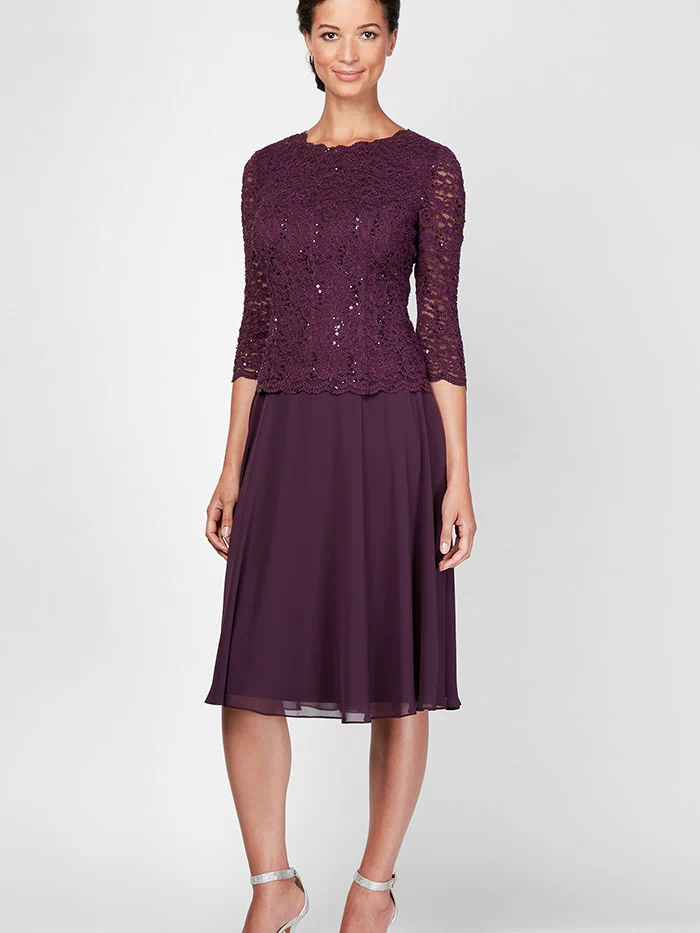 Bella Sequin Lace Boatneck A-Line Dress