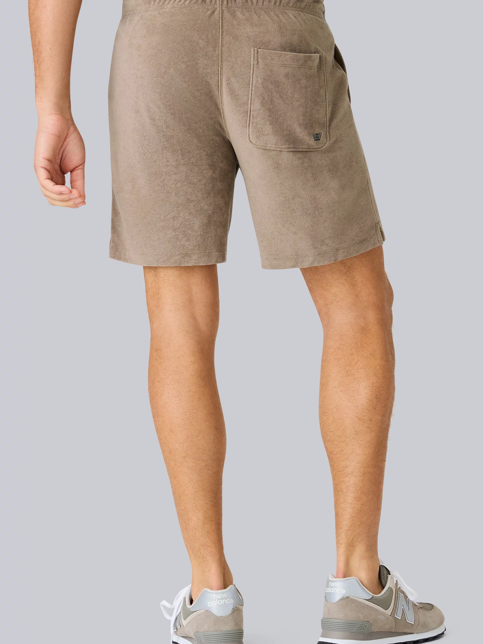 Back view of a man wearing Terry Cloth Short in Desert Taupe