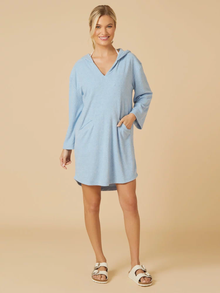 Terry Hooded Lounger in Heather Sky Blue