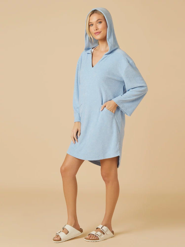 Terry Hooded Lounger in Heather Sky Blue