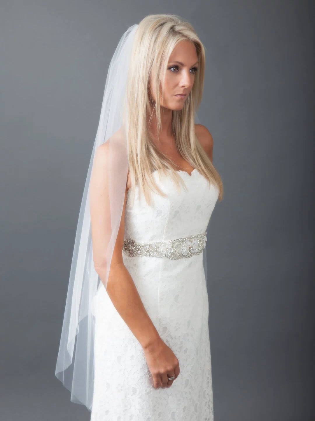 The Blanca bridal veil close up detail by Blanca Veils