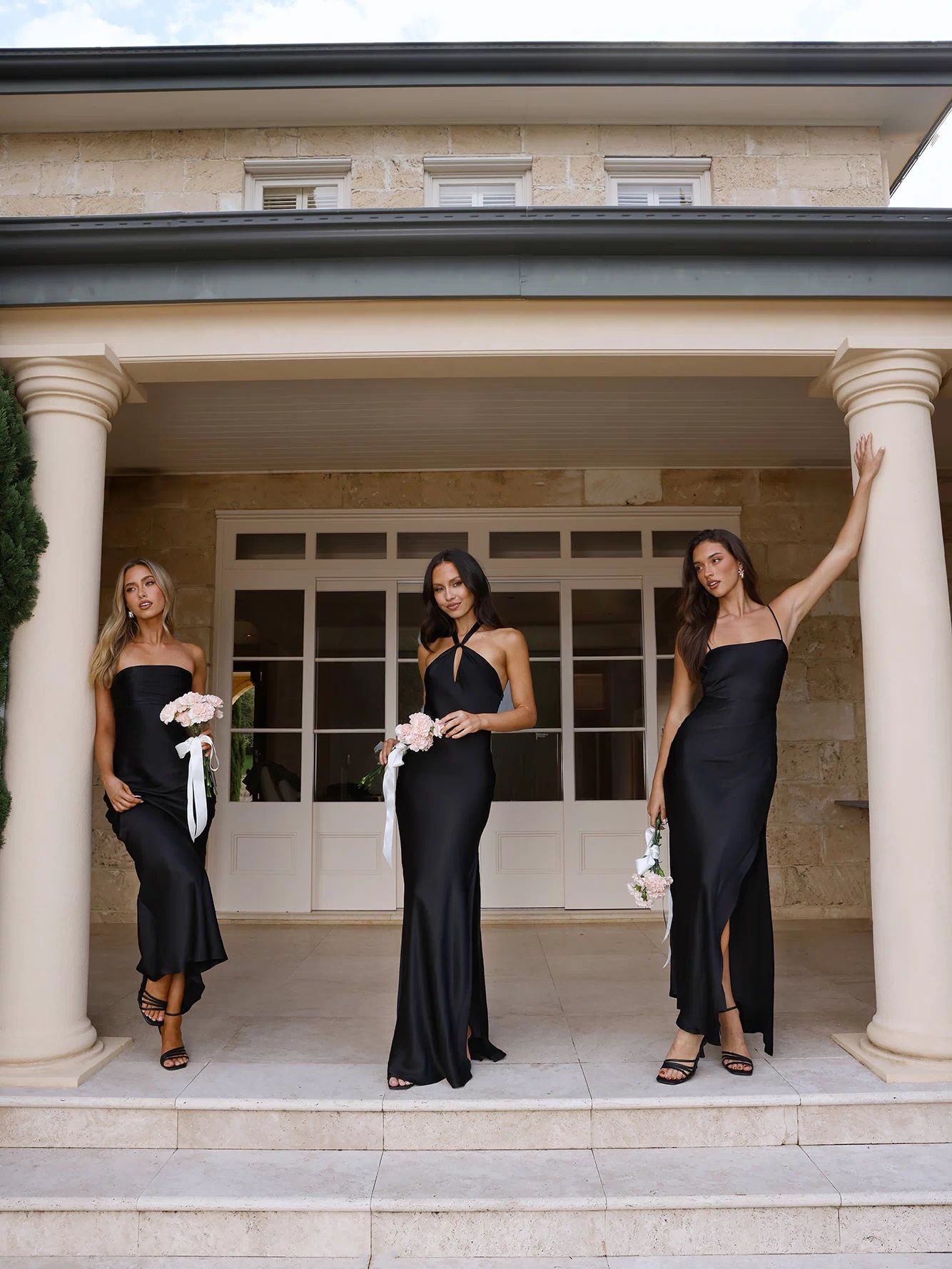 The Delilah Satin Halter Maxi Dress Black