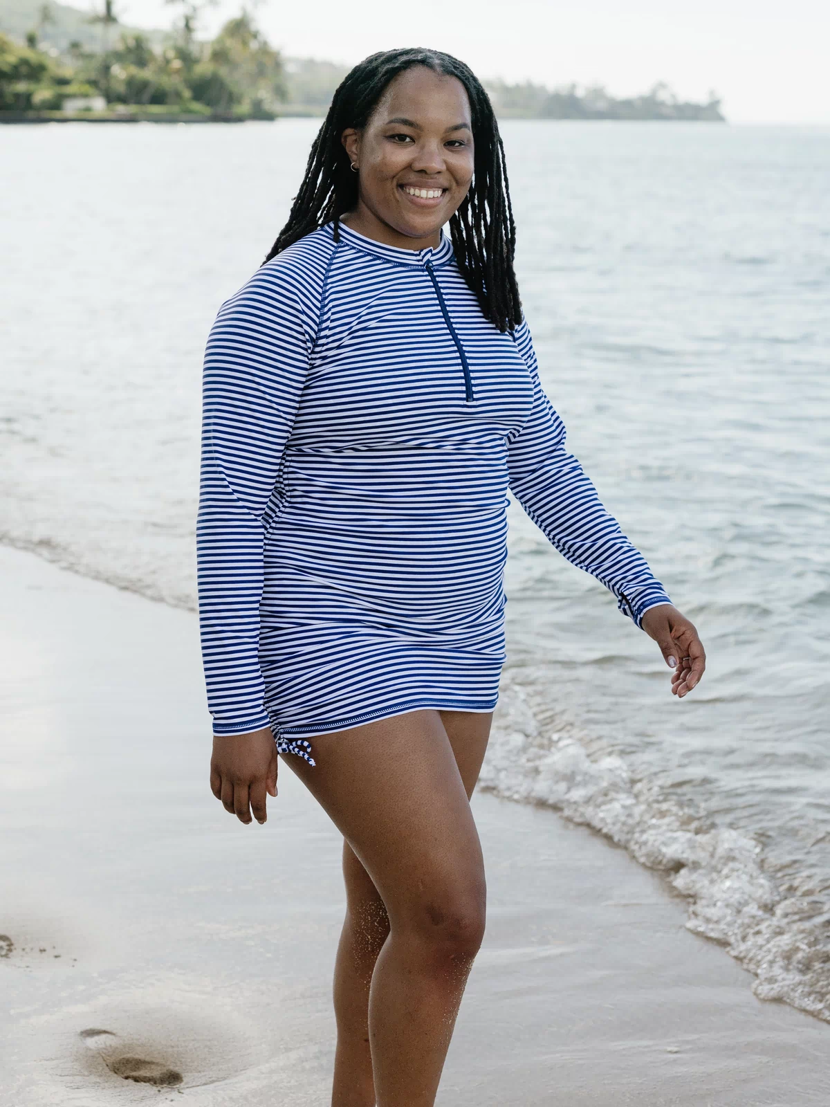 Women's Half Zip Swim Dress Cover Up | "Stunner"-SwimZip UPF 50+ Sun Protective Swimwear & UV Zipper Rash Guards-pos2