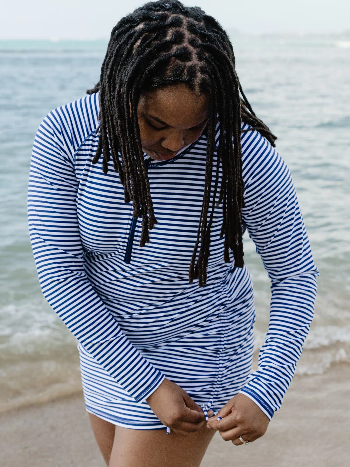 Women's Half Zip Swim Dress Cover Up | "Stunner"-SwimZip UPF 50+ Sun Protective Swimwear & UV Zipper Rash Guards-pos5