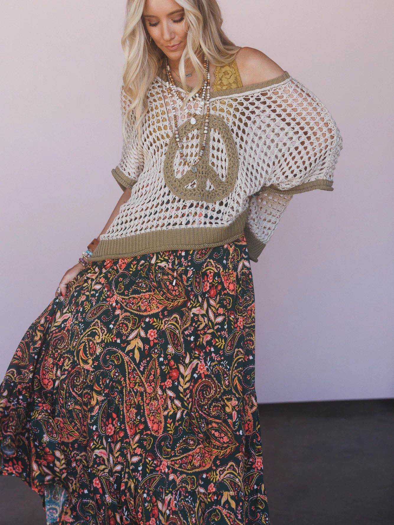 The Nest Happy Tiers Maxi Skirt - Coral Multi