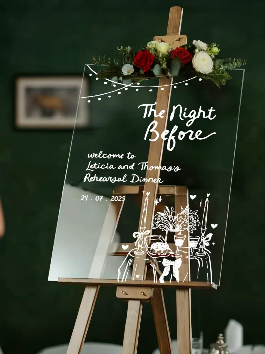 The Night Before Sign, Hand Drawn Wedding Rehearsal Dinner Sign