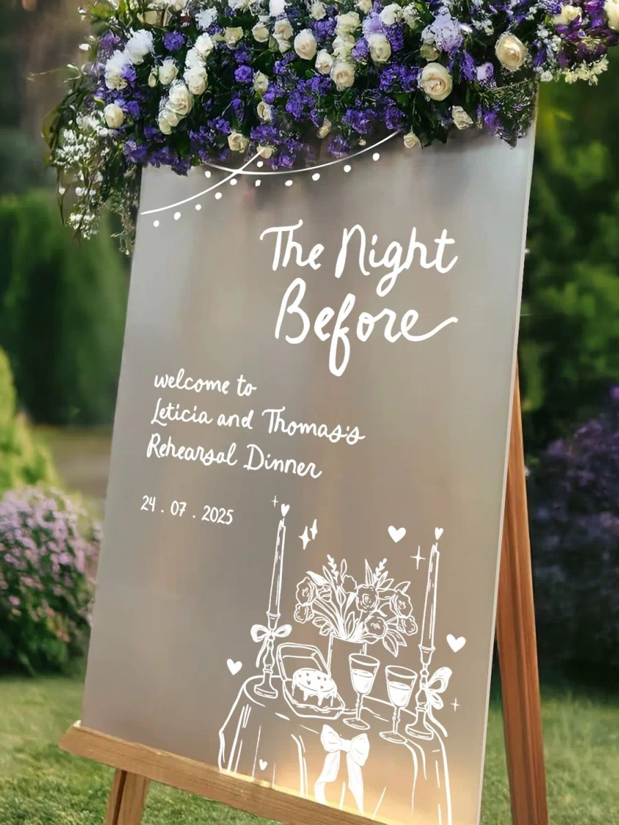 The Night Before Sign, Hand Drawn Wedding Rehearsal Dinner Sign - SpeedyOrders