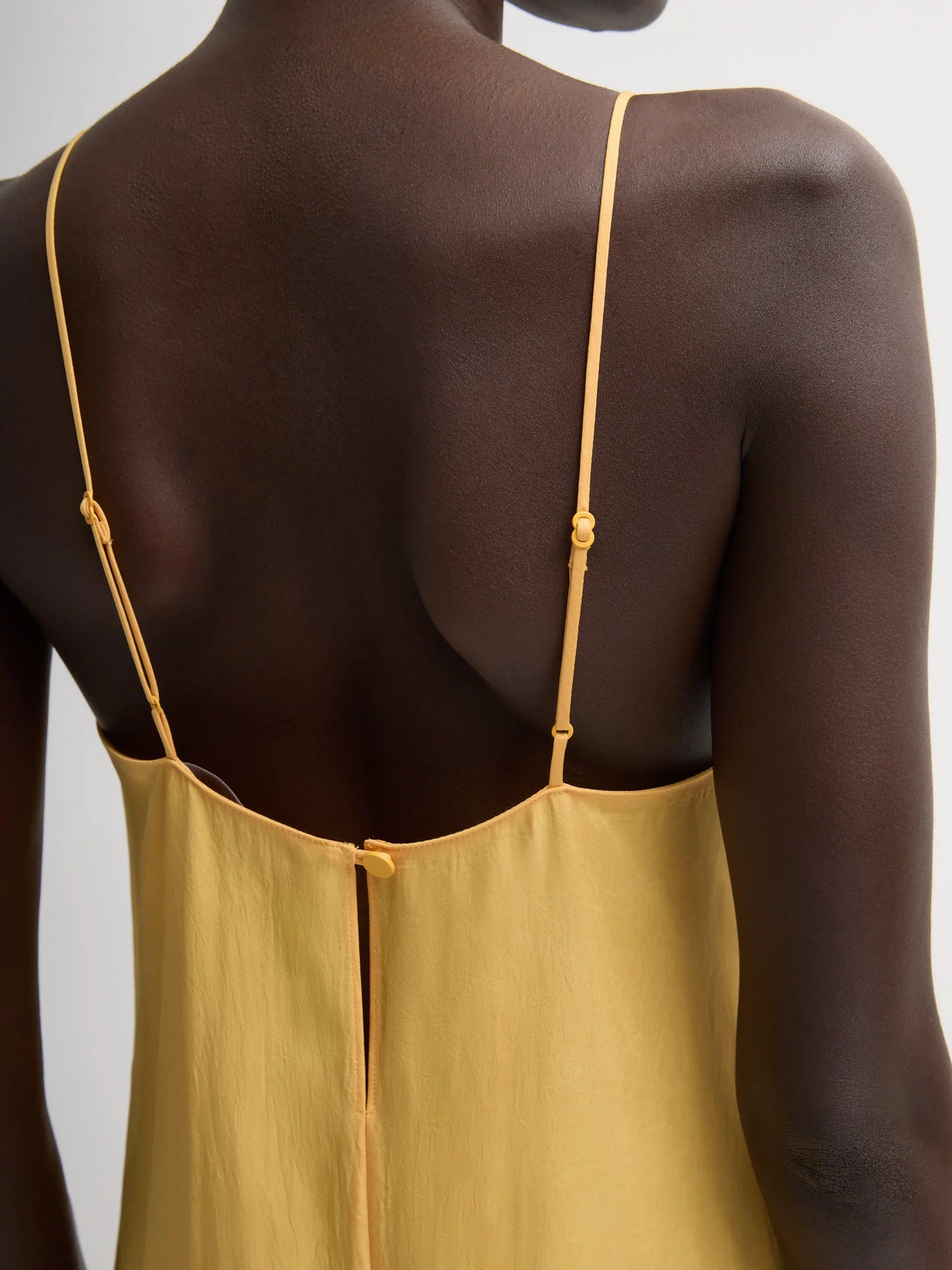 Orange Sorbet Slip Dress - closeup of back closure and adjustable strap details