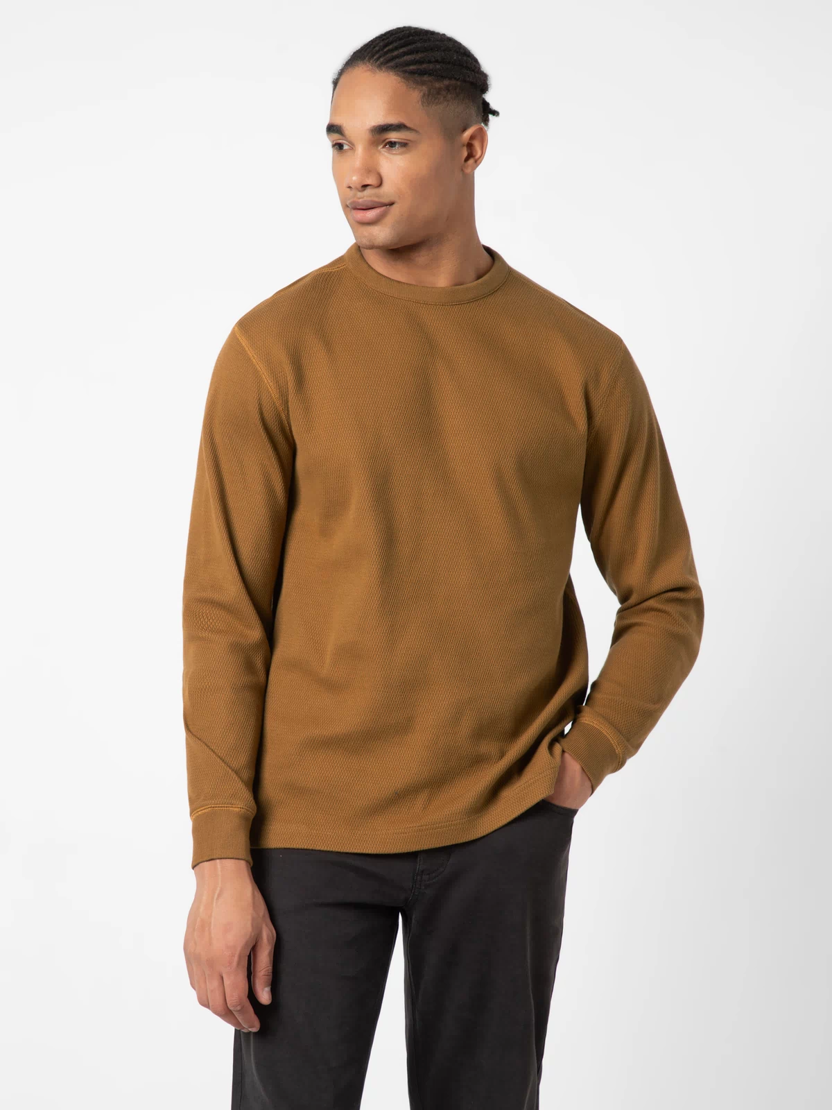 Thermal Knit Crew Cider front on model