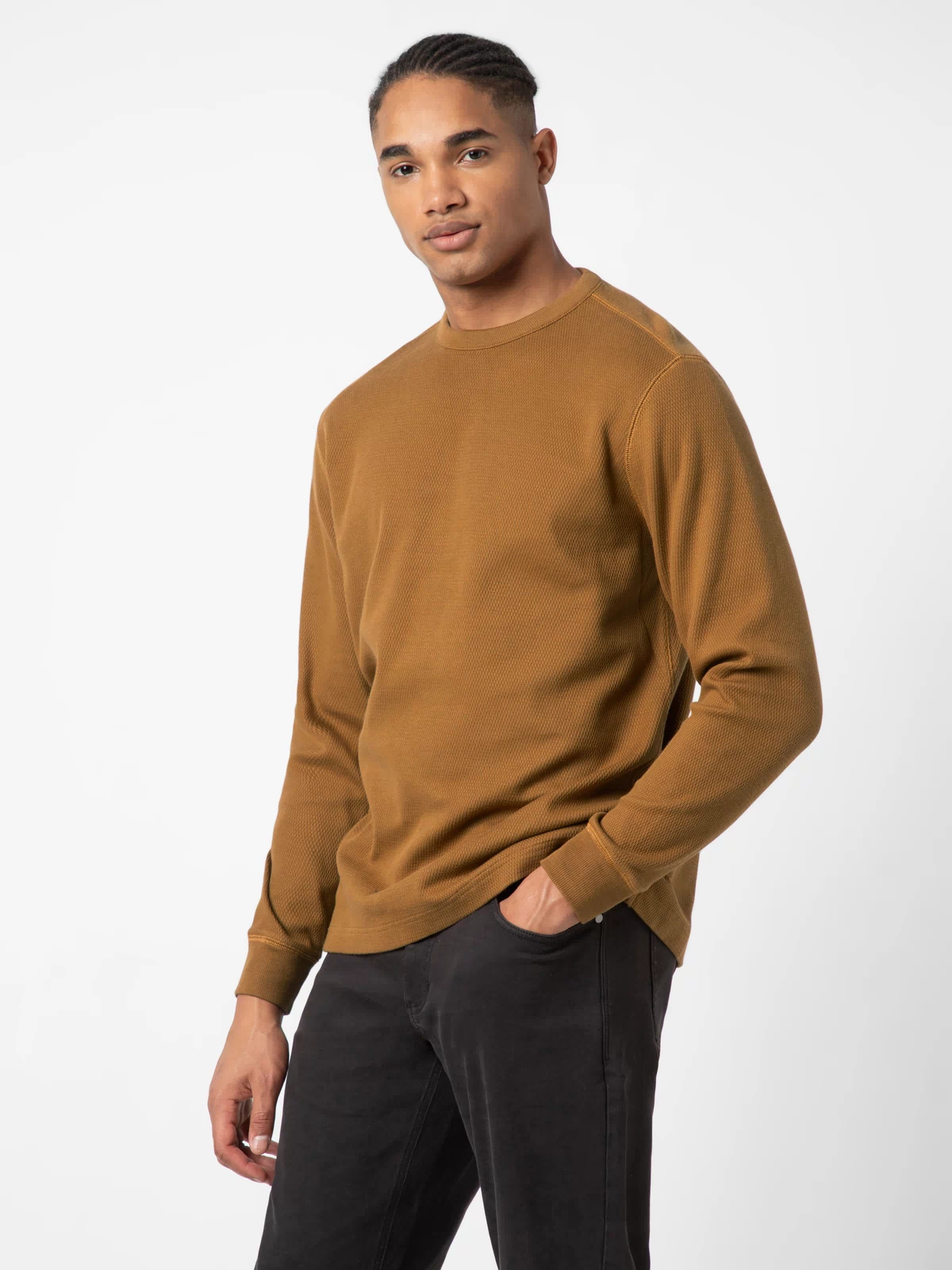 Thermal Knit Crew Cider side on model