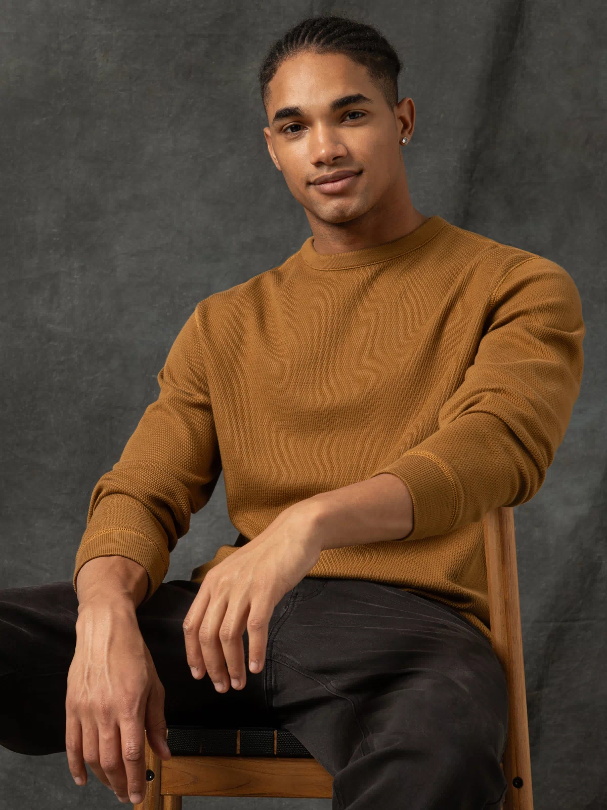 Thermal Knit Crew Cider front on model