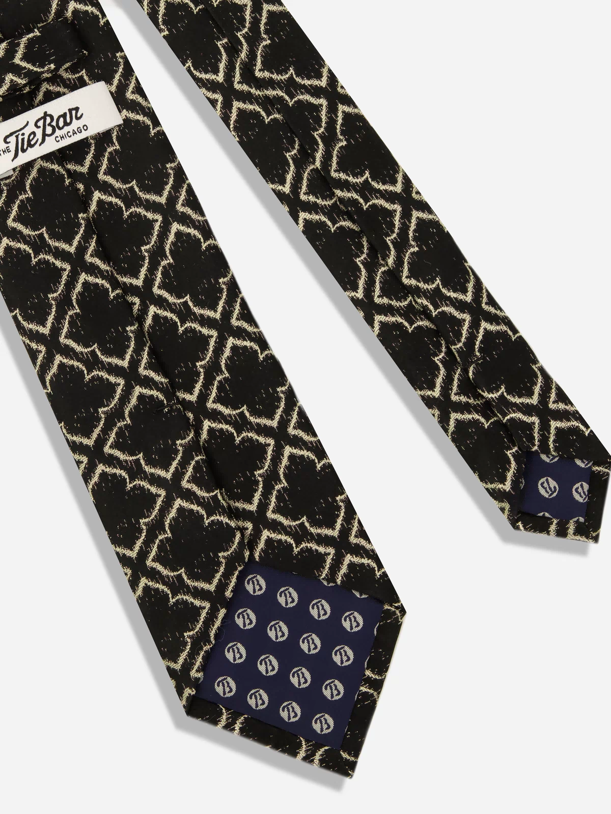 Damask Tile Black Tie Rear Image