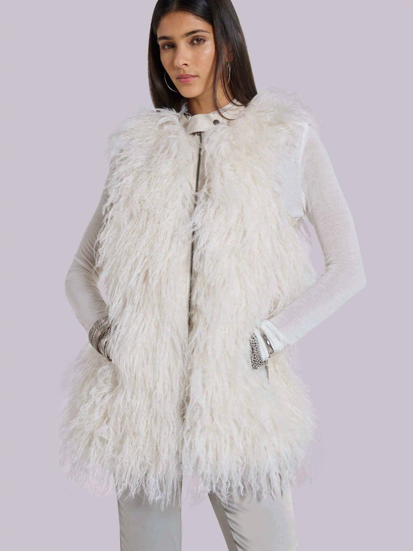 Tilia Faux Mongolian Fur Gilet – view 2