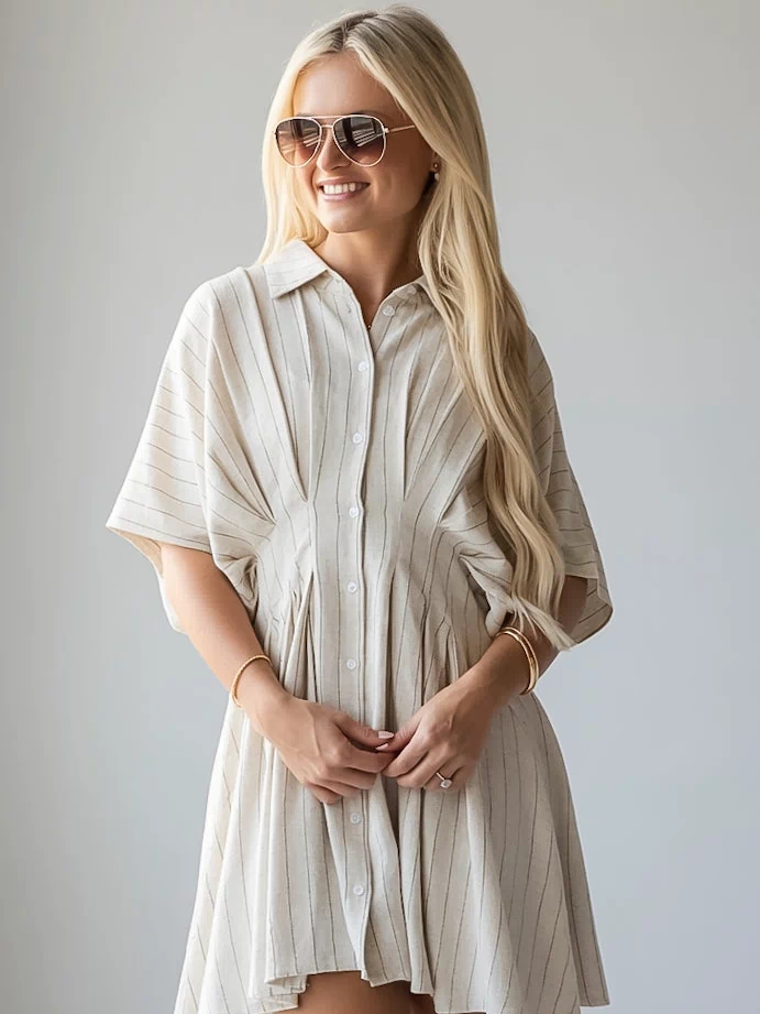 Today's The Day Natural Stripe Mini Dress