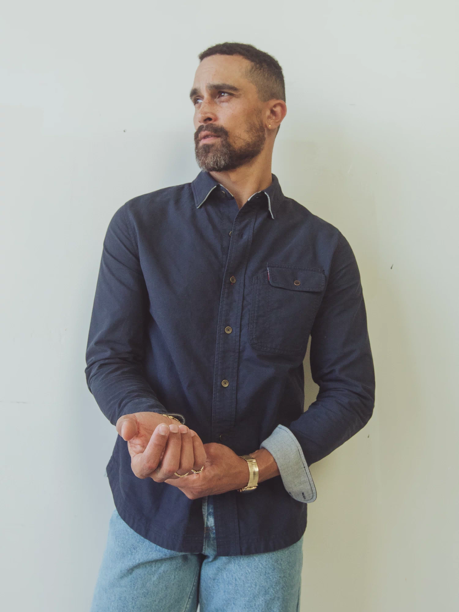 Tradesman Button Down Oxford Cloth Shirt Mens Dark Navy