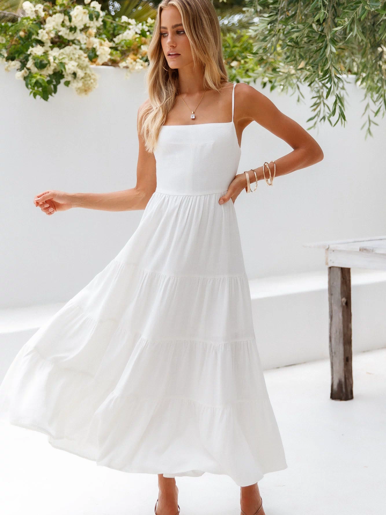 Train Into Town Midi Dress White