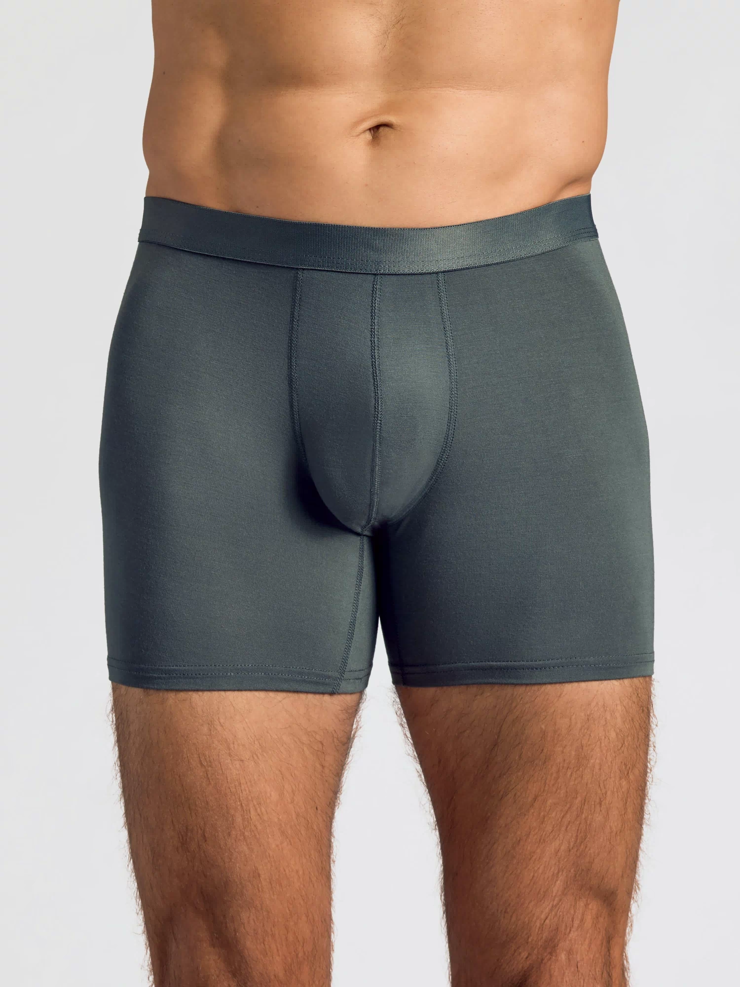 Combo Boxer Briefs 12-Pack featuring snug fit, gray-green tone, visible stitching.