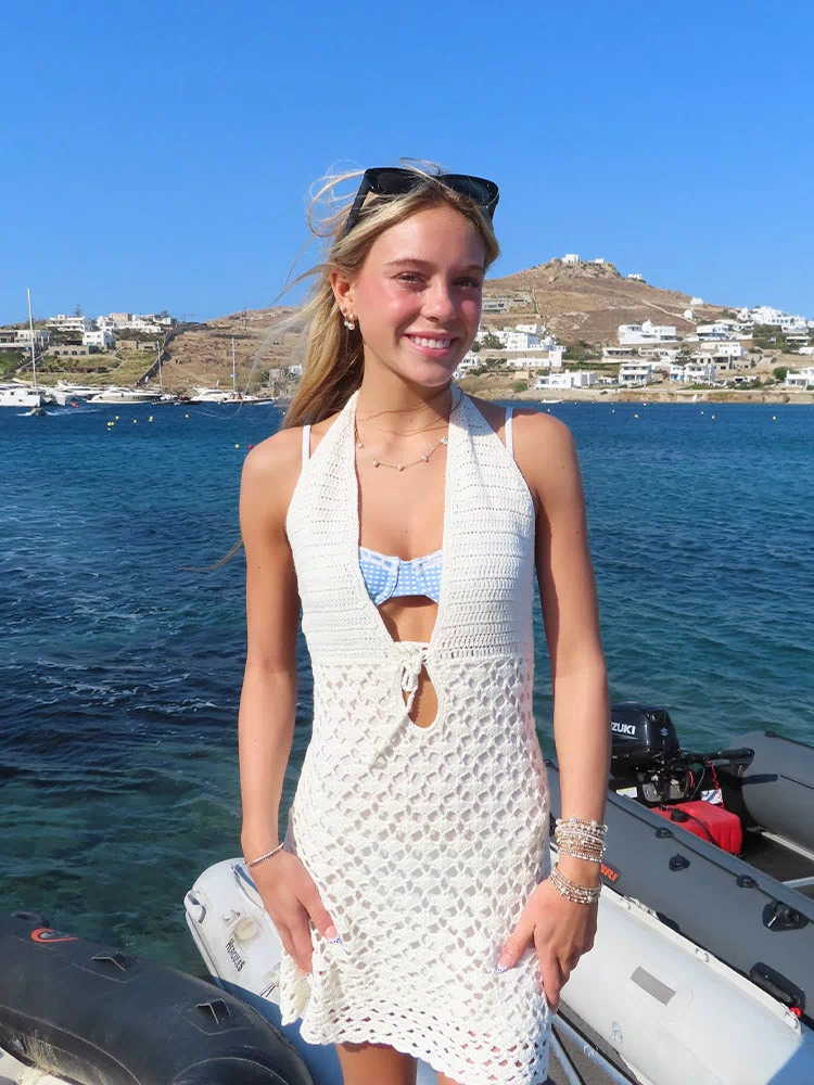 Tulip Cream Crochet Mini Dress