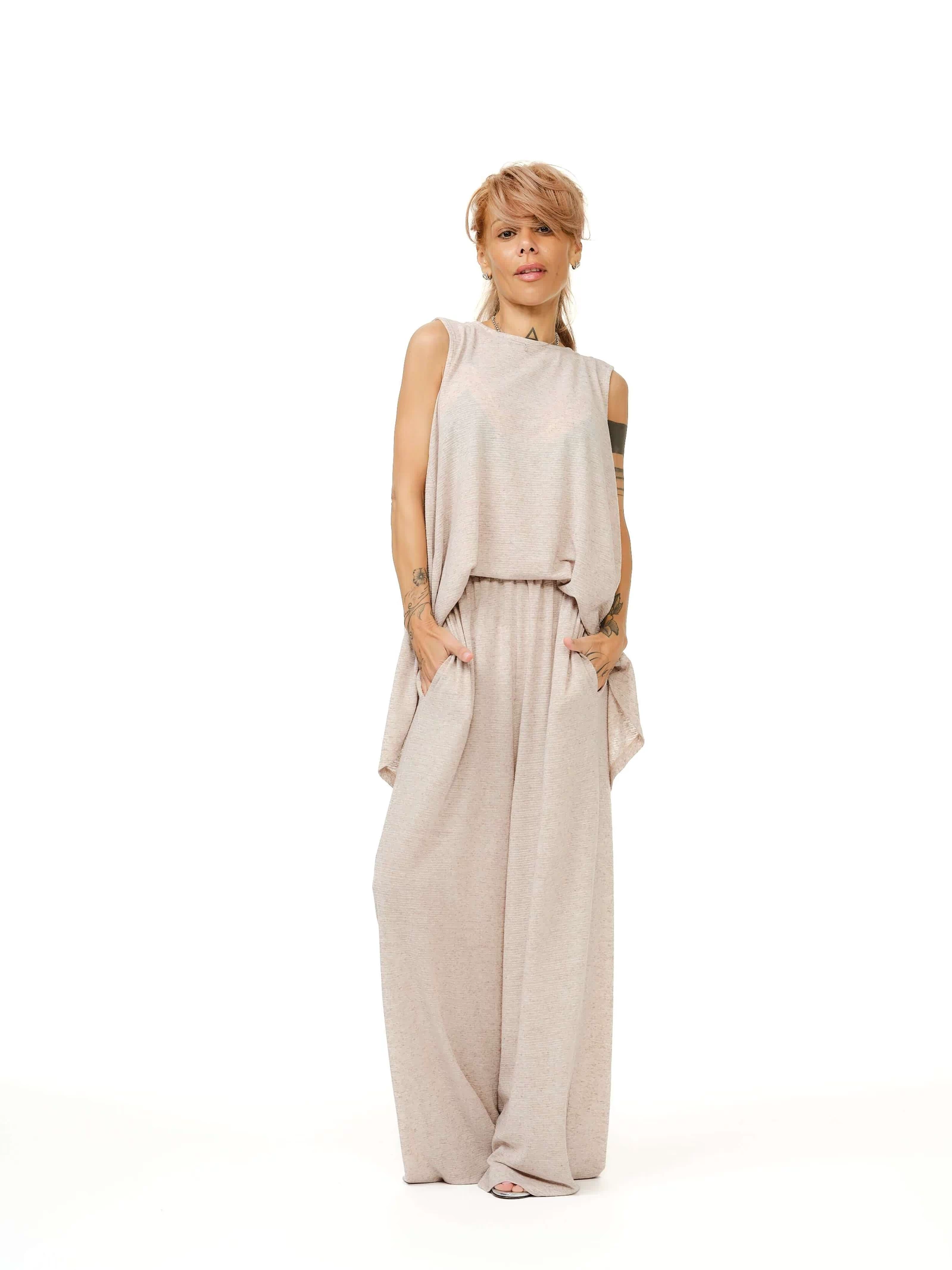 Twist-Back Linen-Blend Co-Ord Set