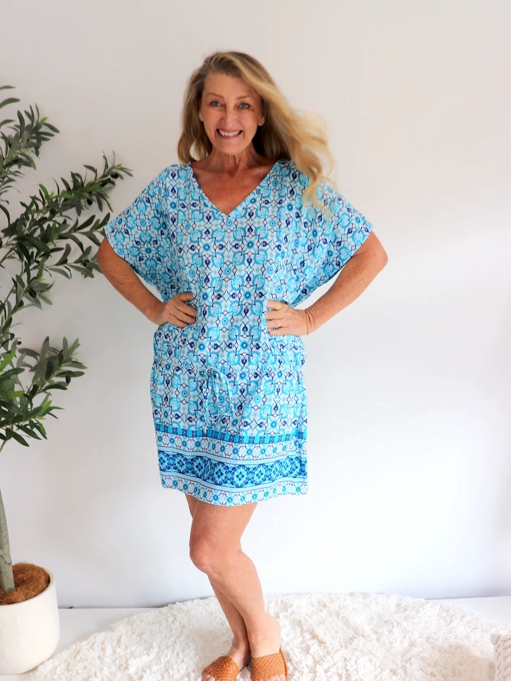 Ultimate Short Beach Dress In Mosaic Blue