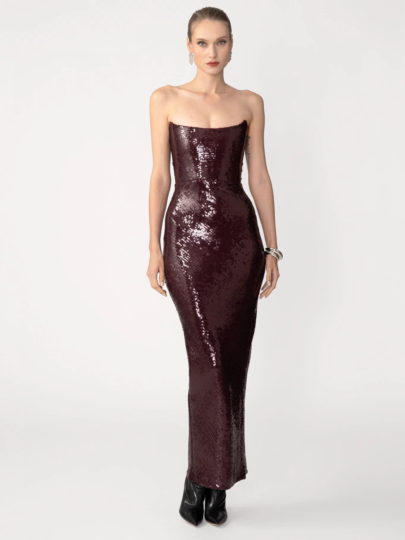SAU LEE | Venus Sequin Gown | Venus Sequin Gown - Oxblood / 00