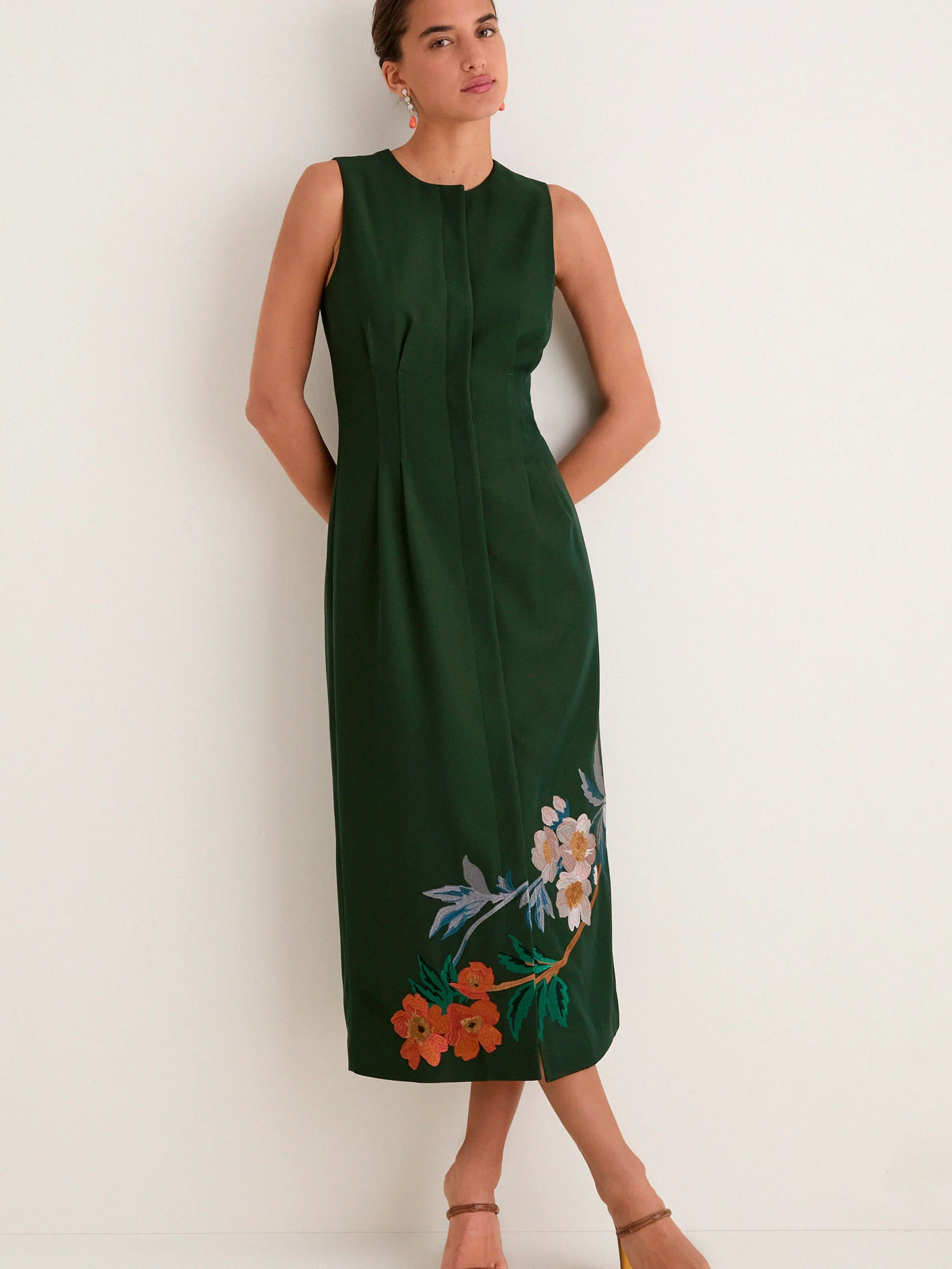 Verdant Green Crepe Embroidered Nell Dress