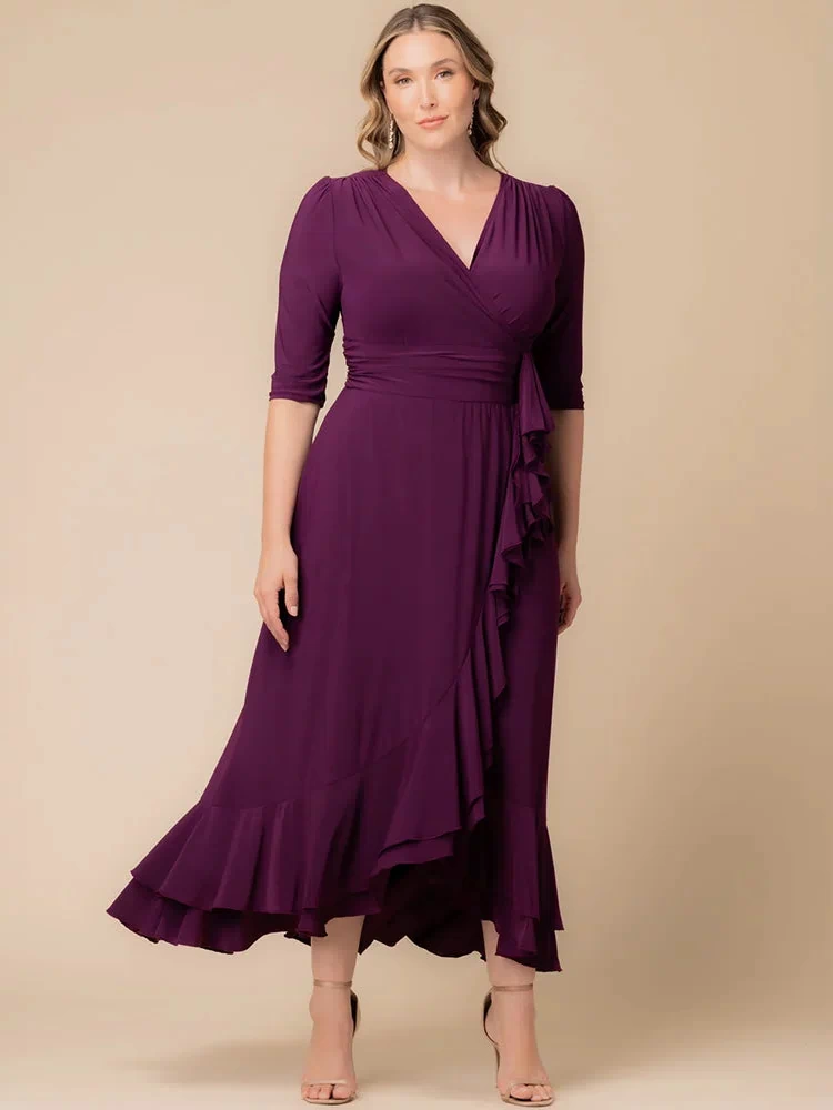 Veronica Ruffled Evening Gown in Plum Passion