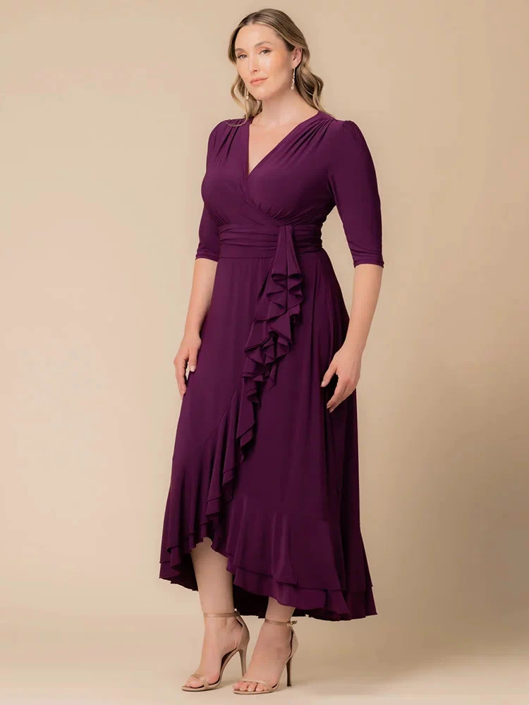 Veronica Ruffled Evening Gown in Plum Passion