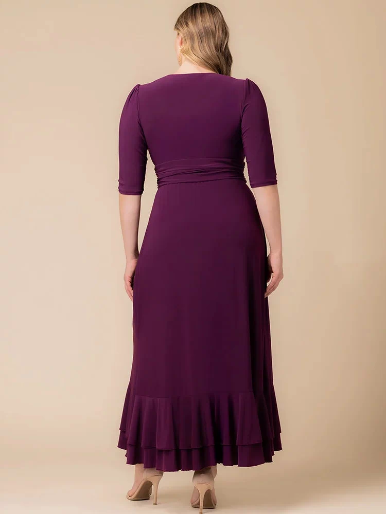 Veronica Ruffled Evening Gown in Plum Passion