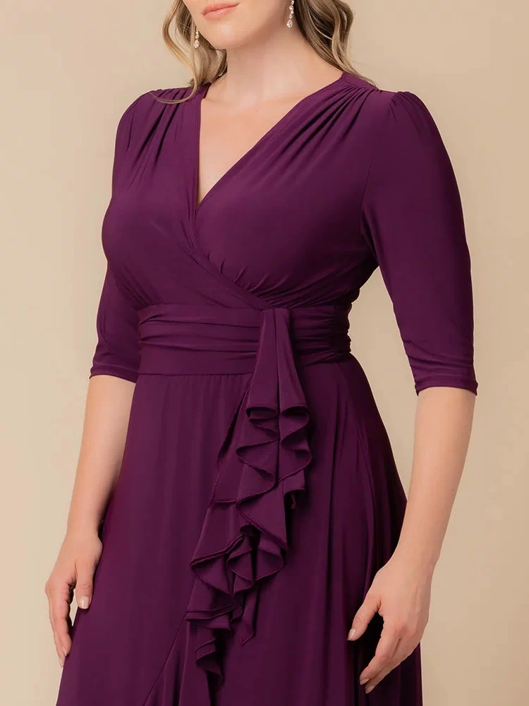 Veronica Ruffled Evening Gown in Plum Passion