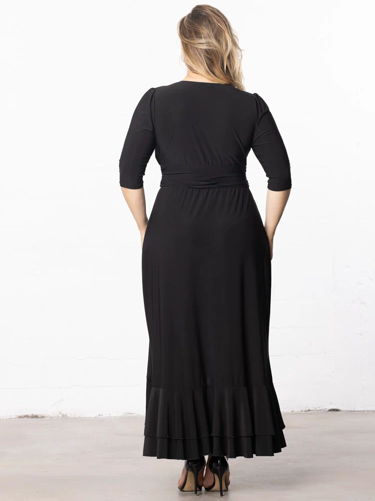 Veronica Ruffled Evening Gown in Onyx