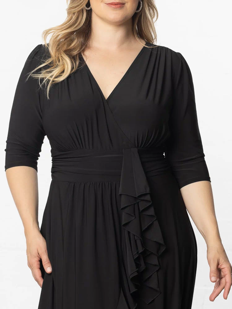Veronica Ruffled Evening Gown in Onyx