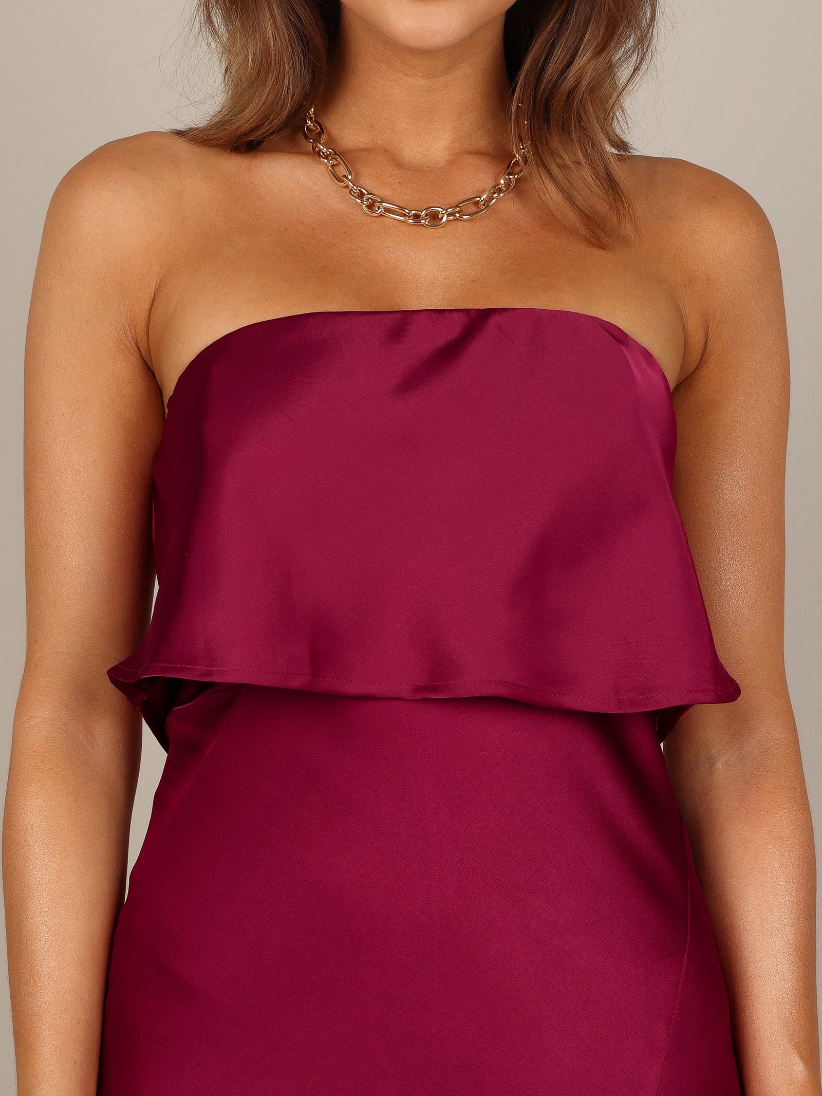 Petal and Pup USA DRESSES Vienna Strapless Midi Dress - Berry