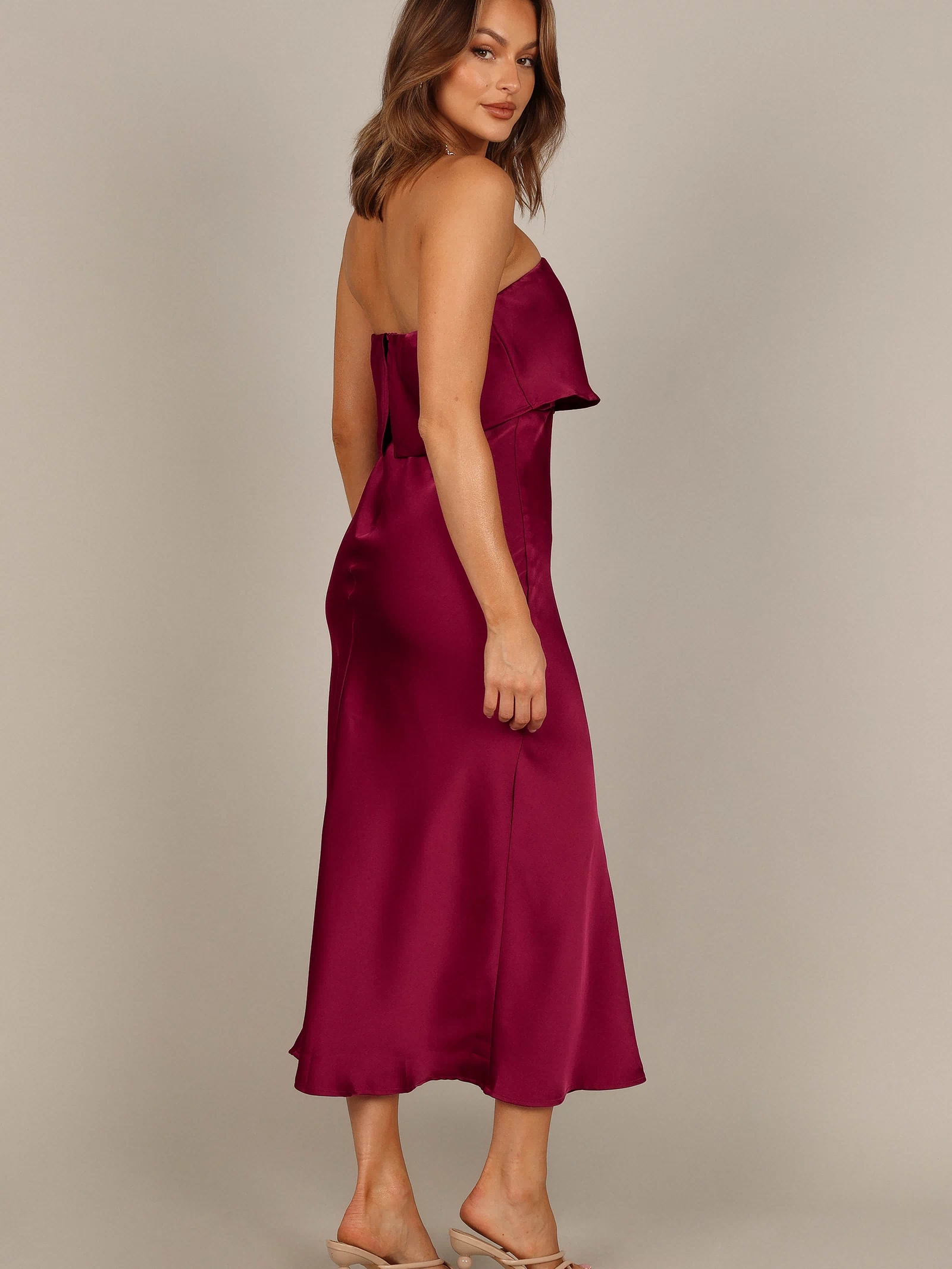 Petal and Pup USA DRESSES Vienna Strapless Midi Dress - Berry