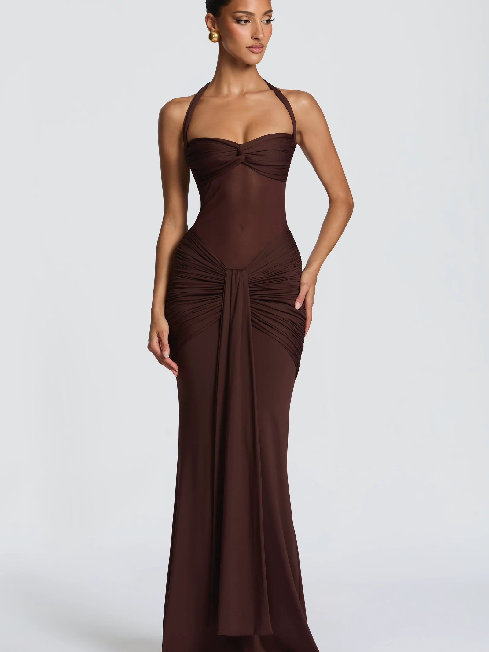 Vixen Maxi Dress - Plum Brown Dress Babyboo Fashion Premium Exclusive Design