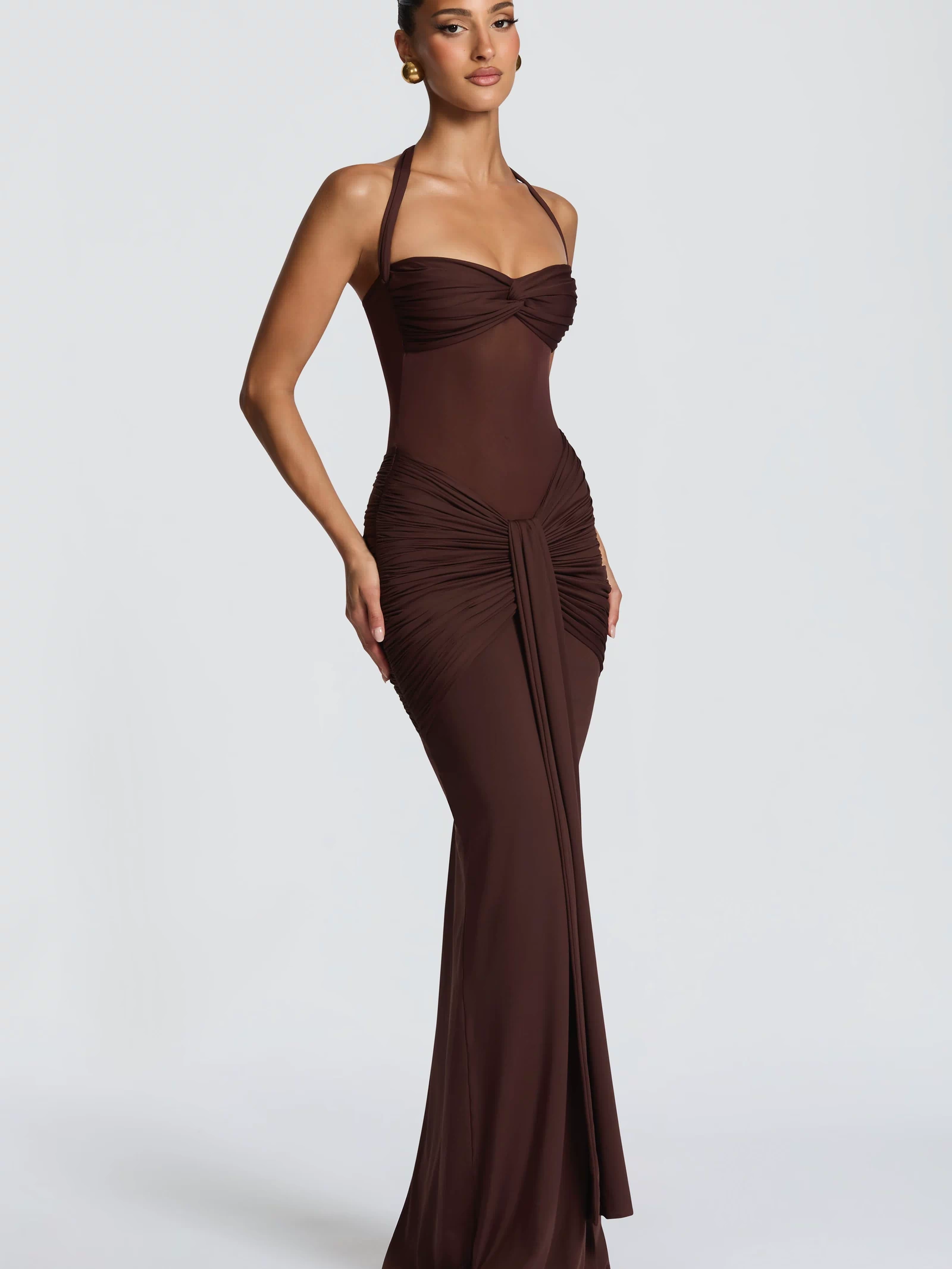 Vixen Maxi Dress - Plum Brown Dress Babyboo Fashion Premium Exclusive Design