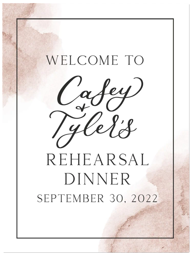 Watercolor Rehearsal Dinner Foam Welcome Sign