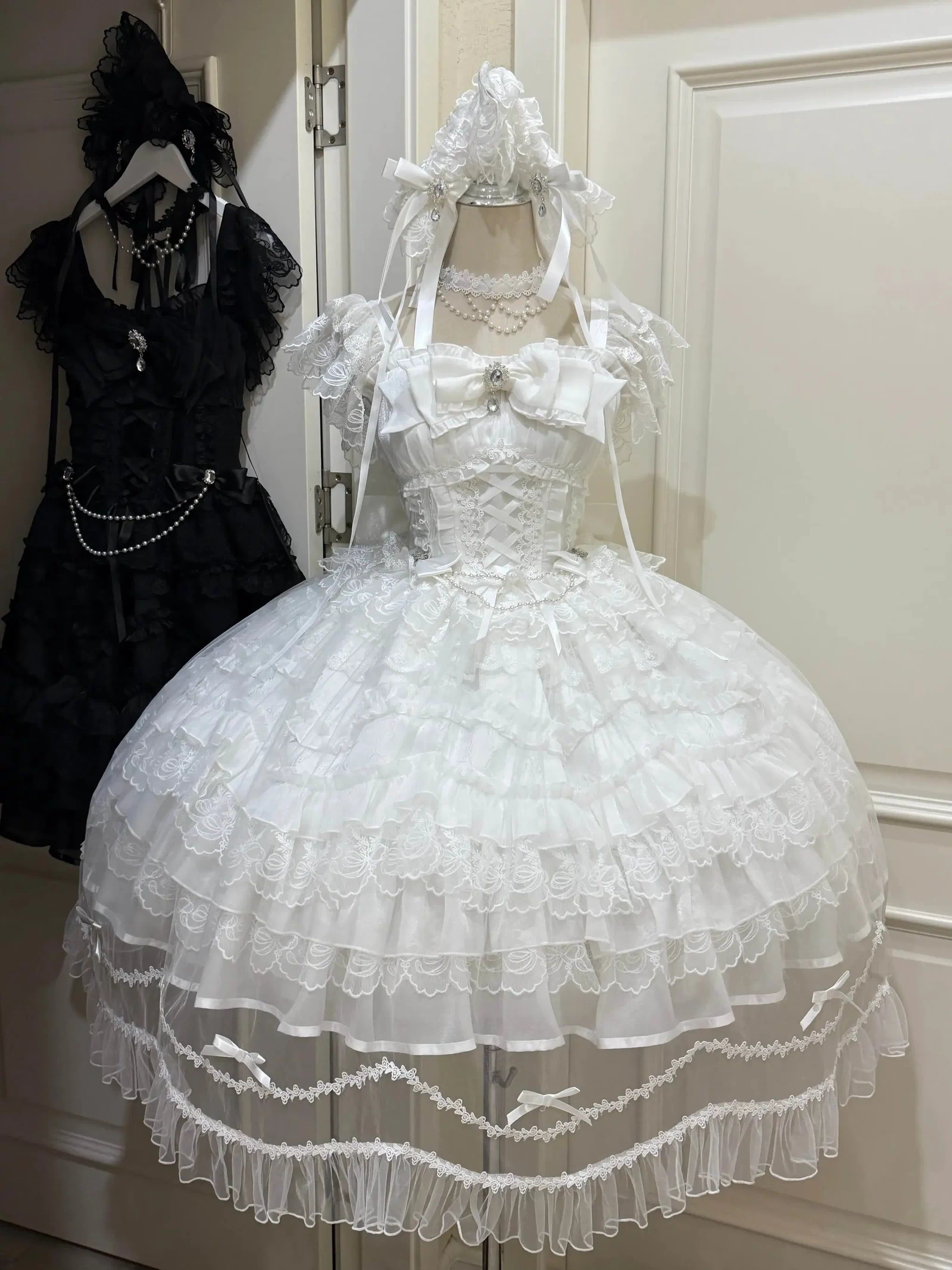 Eternal Vow - Wedding Lolita JSK, Detachable Overlay White JSK Only S