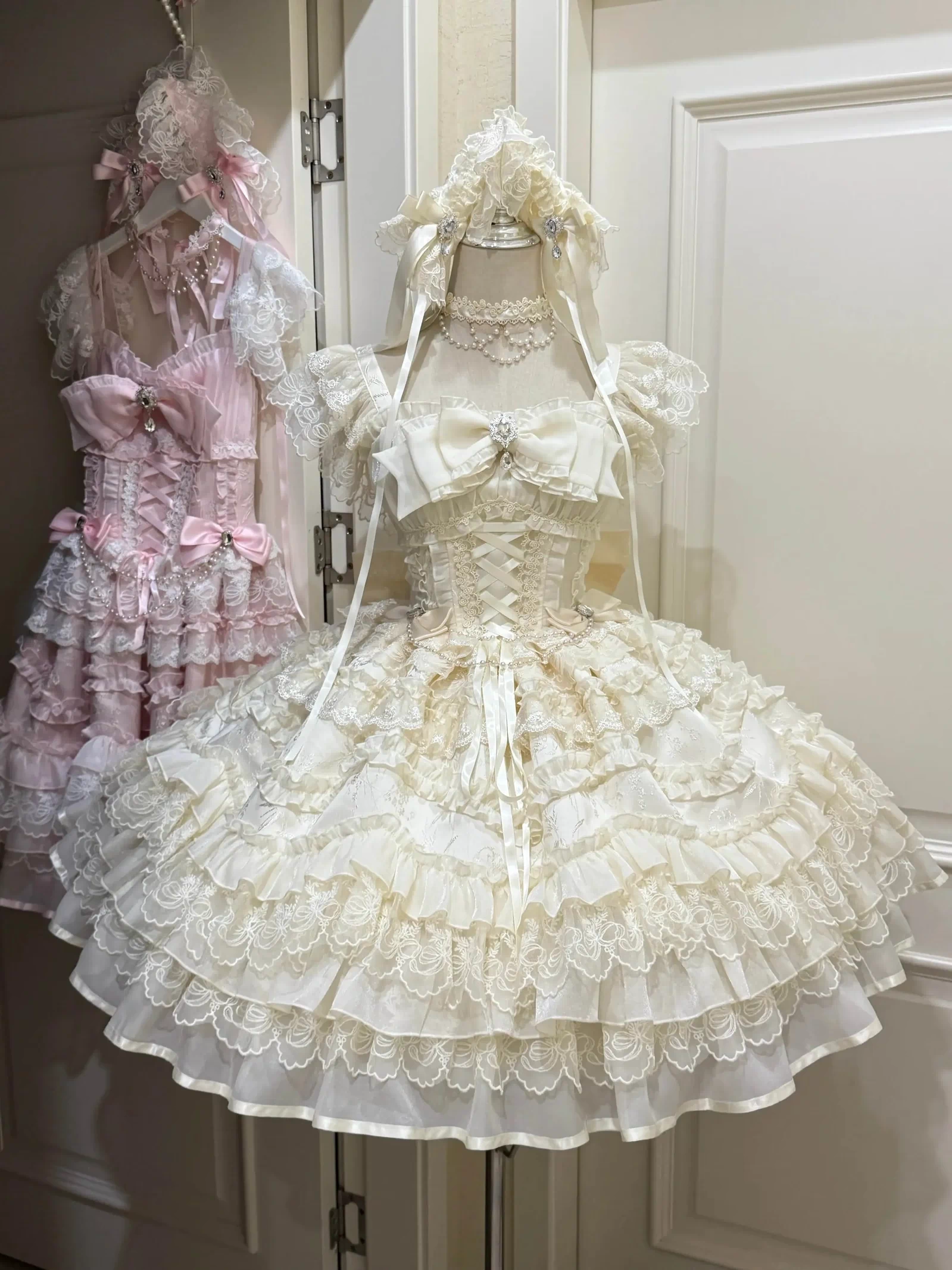 Eternal Vow - Wedding Lolita JSK, Detachable Overlay Apricot JSK Only S