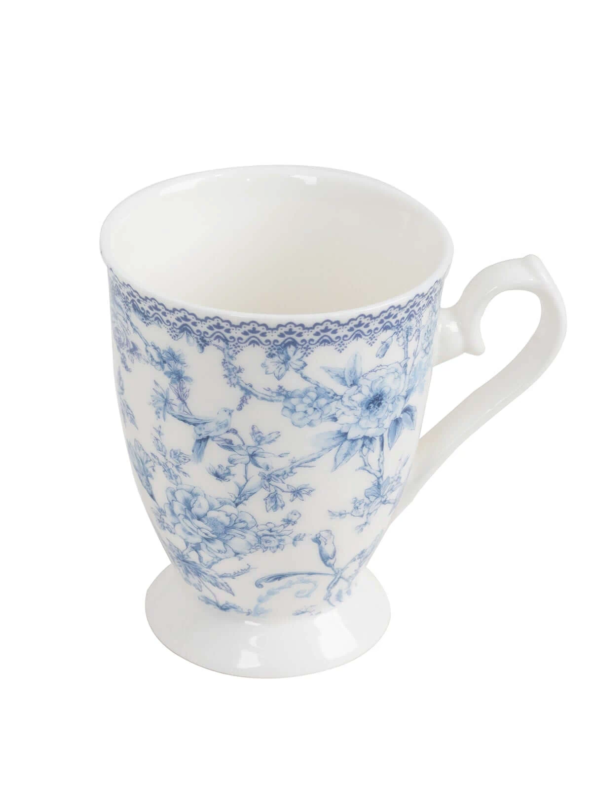 Blue floral porcelain mug on a white background. #whtbkgd