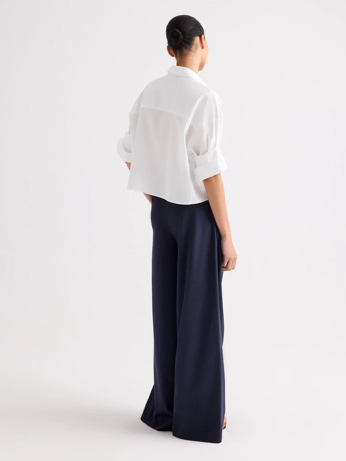 White Next Ex Boyfriend Shirt in Superfine Cotton, Boxy Silhouette - Back Full Length | TWP Clothing