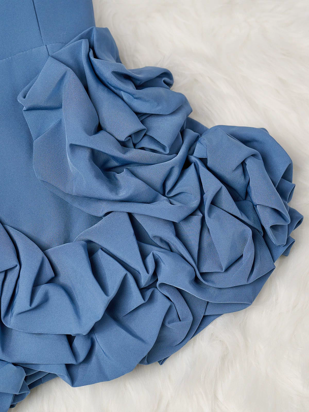 Ireka | Blue Strapless Bodycon Homecoming Dress With Ruffles - KissProm