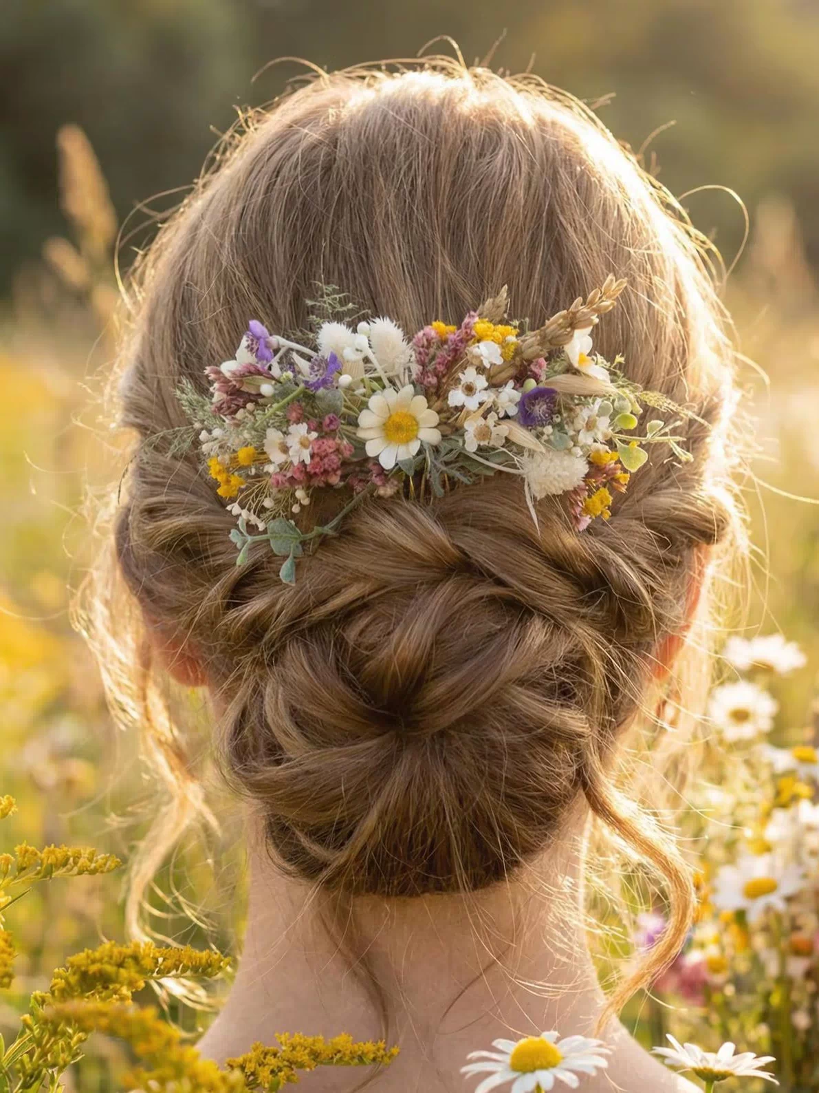 Wildflower Hair Comb: Meadow Daisy Bridal Boho Wedding Accessory