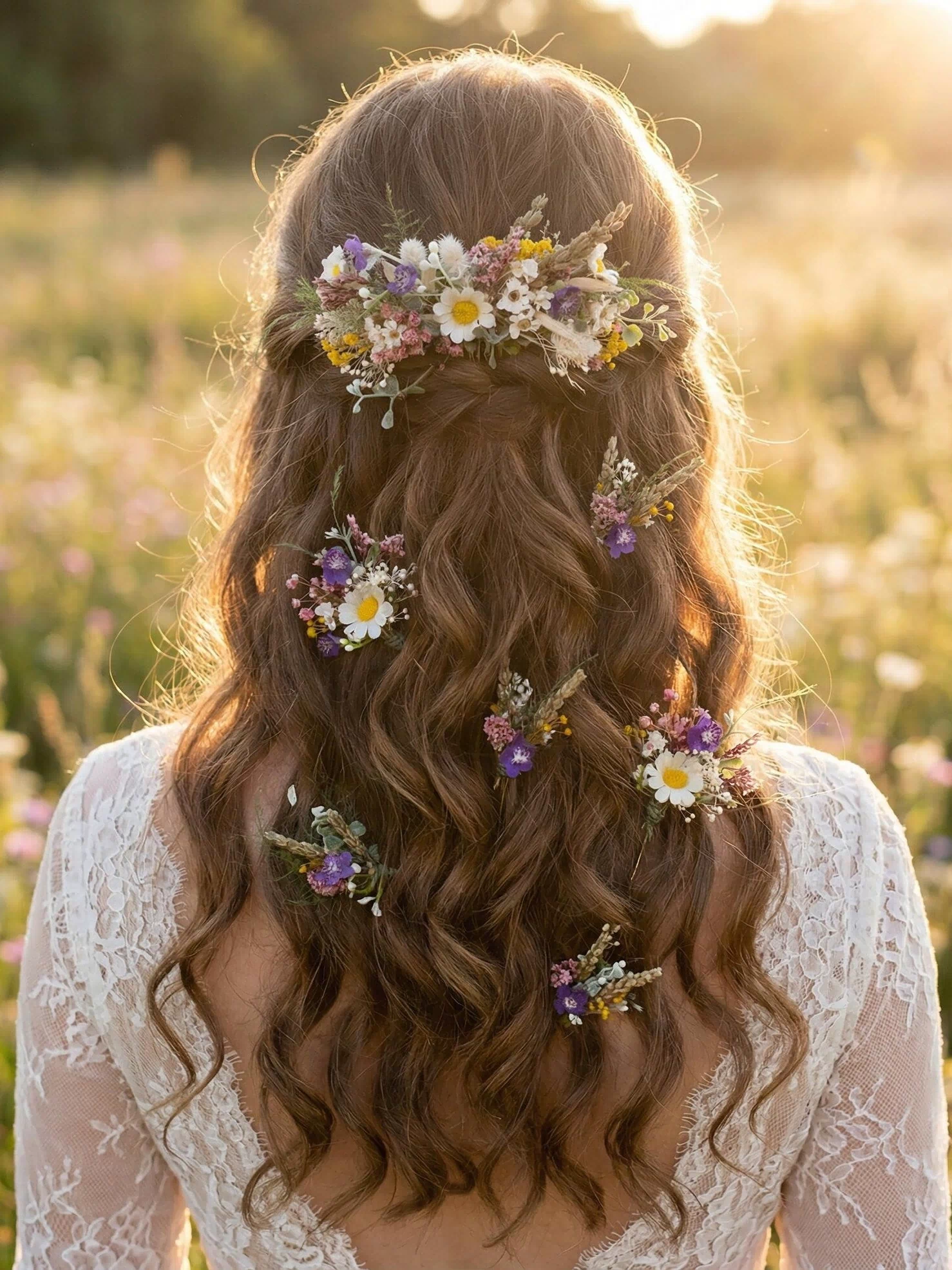 Wildflower Hair Comb: Meadow Daisy Bridal Boho Wedding Accessory – handmade floral hair accessory by magaela
