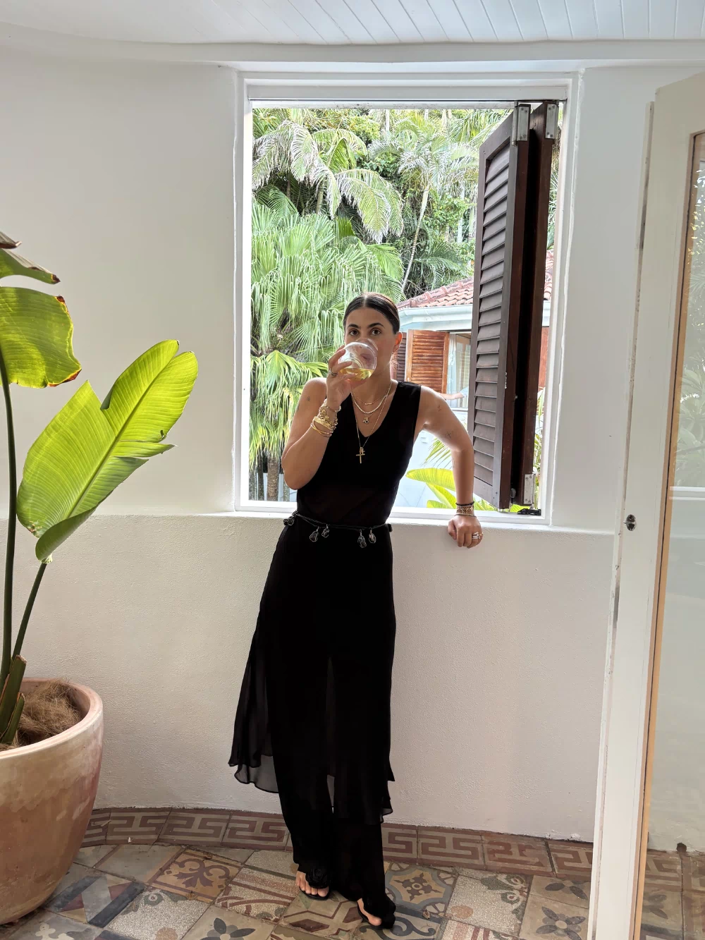 Winona Sheer Midi Dress Black 