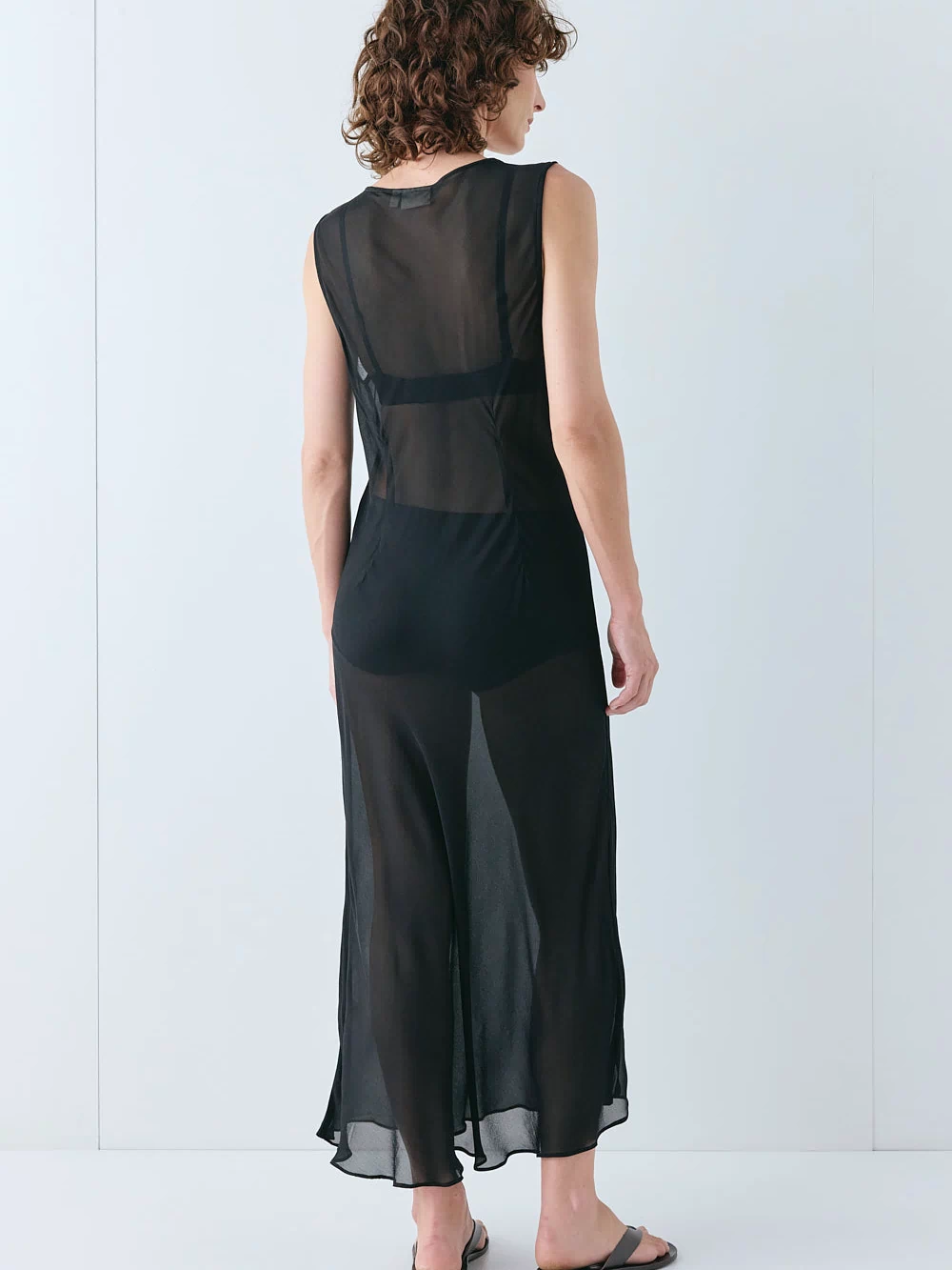 Winona Sheer Midi Dress Black
