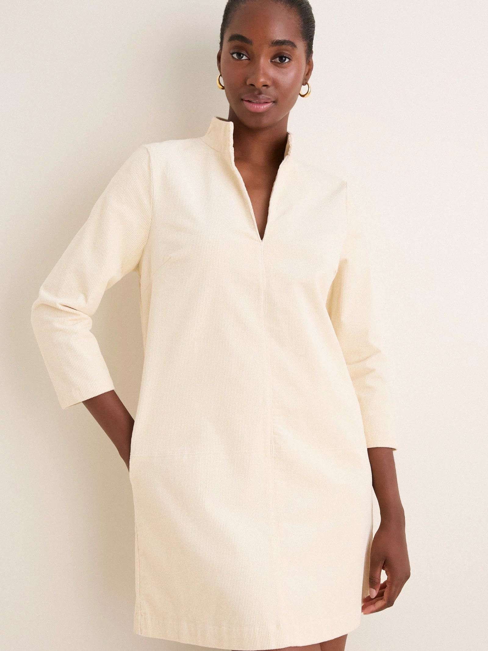 Winter White Corduroy Clifton Dress